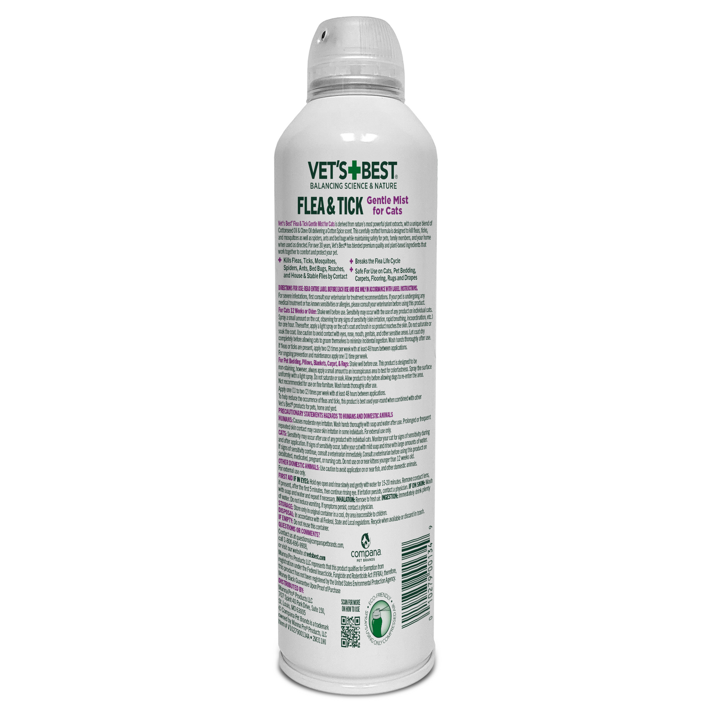 Flea and Tick Cat Gentle Mist �Cotton Spice Scent, 6.3 oz.