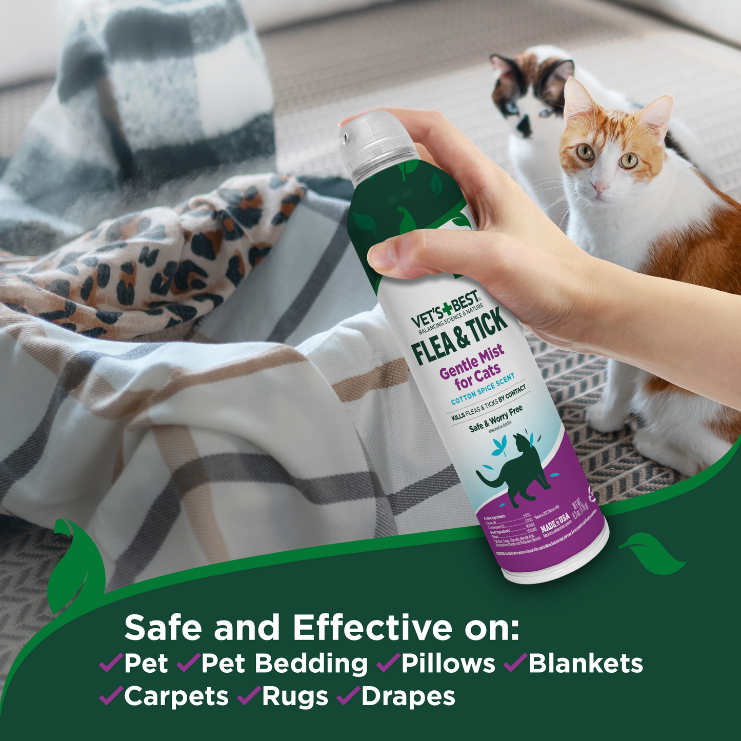 Flea and Tick Cat Gentle Mist �Cotton Spice Scent, 6.3 oz.