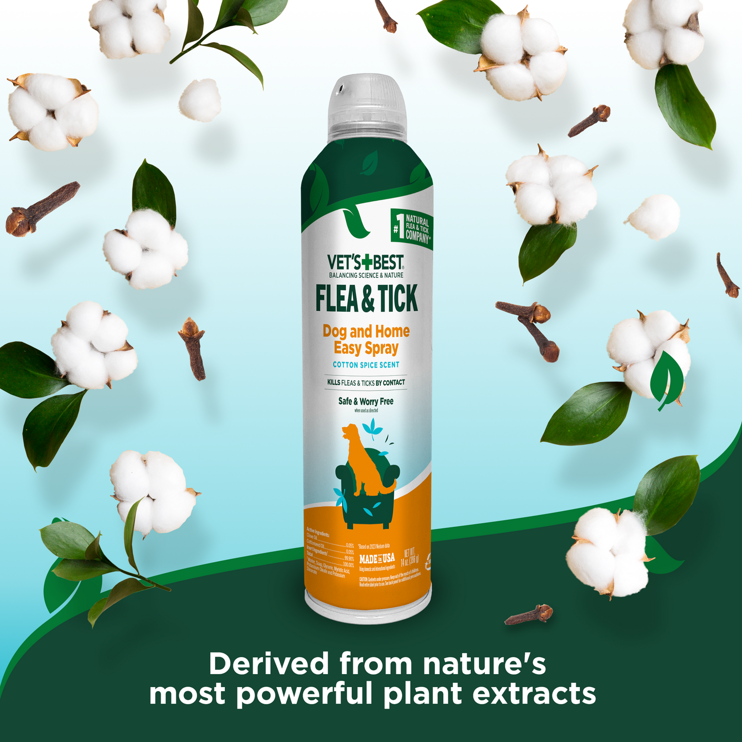 Flea and Tick Easy Spray for Dogs �Cotton Spice Scent, 14 oz.