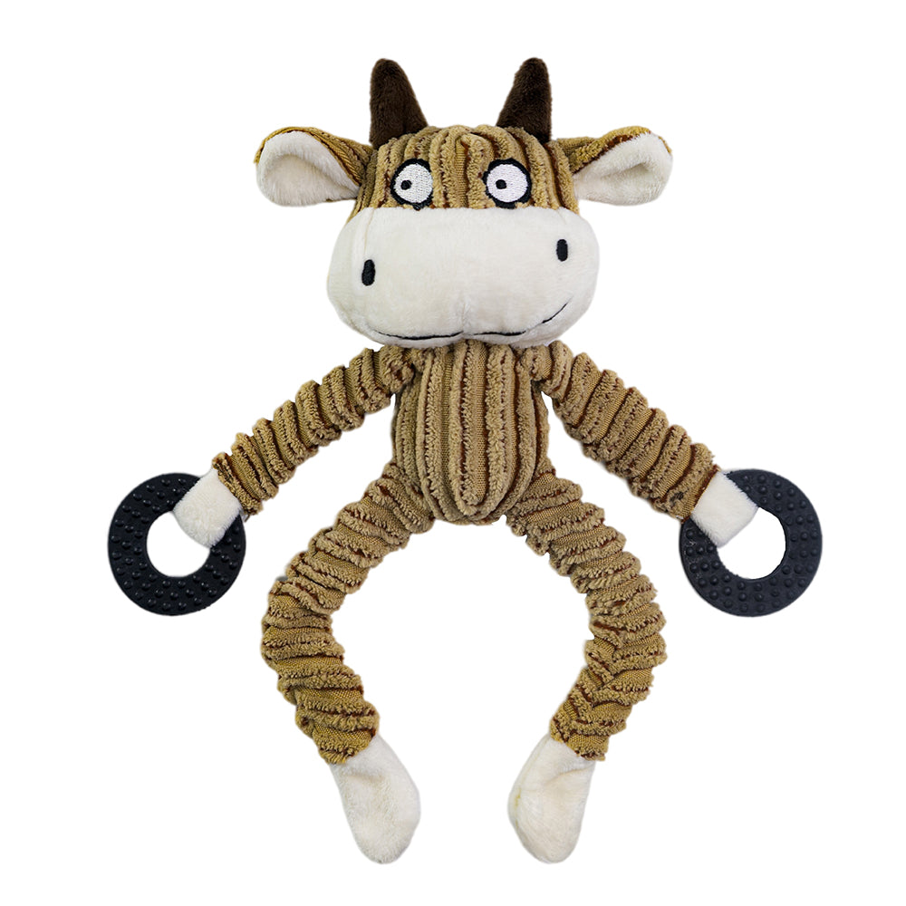 Squeaky Plush Dog Toy - Rubber Ring Bull Design for Interactive Fun