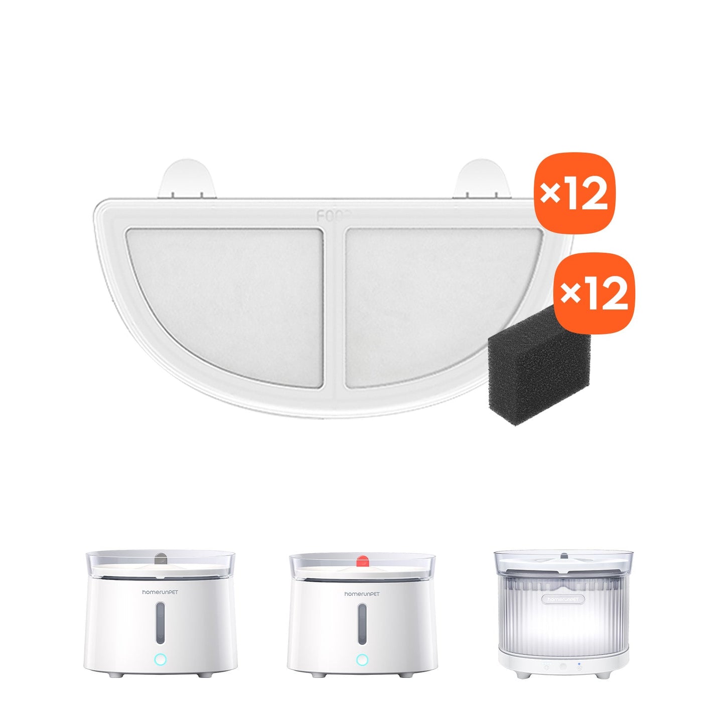 12 Filters + Sponges Bundle For Pet Fountain