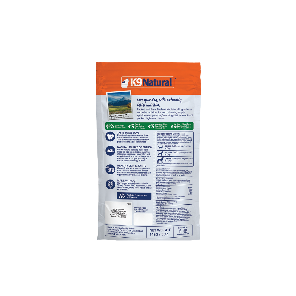 K9 Lamb Feast Freeze-Dried Dog Food