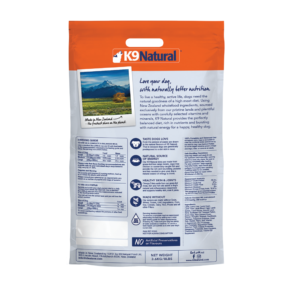 K9 Lamb Feast Freeze-Dried Dog Food