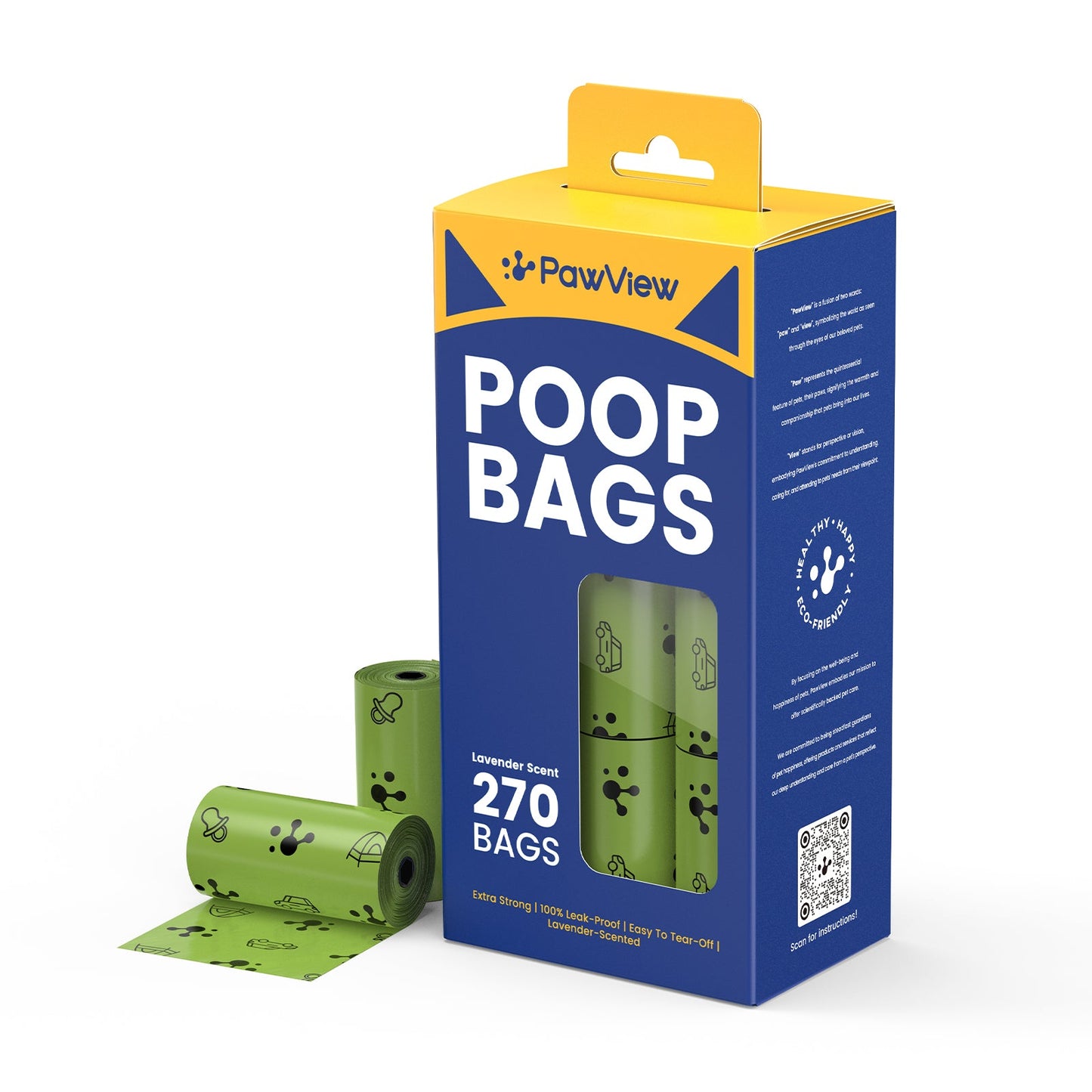 PawView Dog Poop Bags, Guaranteed Leak Proof and Extra Thick Poop Bag Rolls for Dogs, Lavender Scented, 120 Count, 270 Count, 315 Count