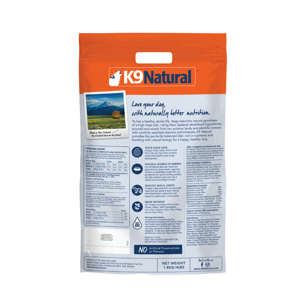 K9 Hoki & Beef Feast Freeze-Dried Dog Food