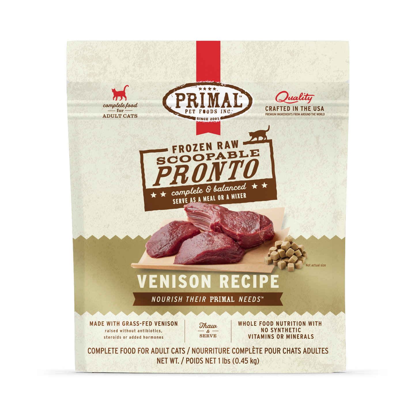 Primal Frozen Raw Scoopable Pronto Cat Food - Venison Recipe
