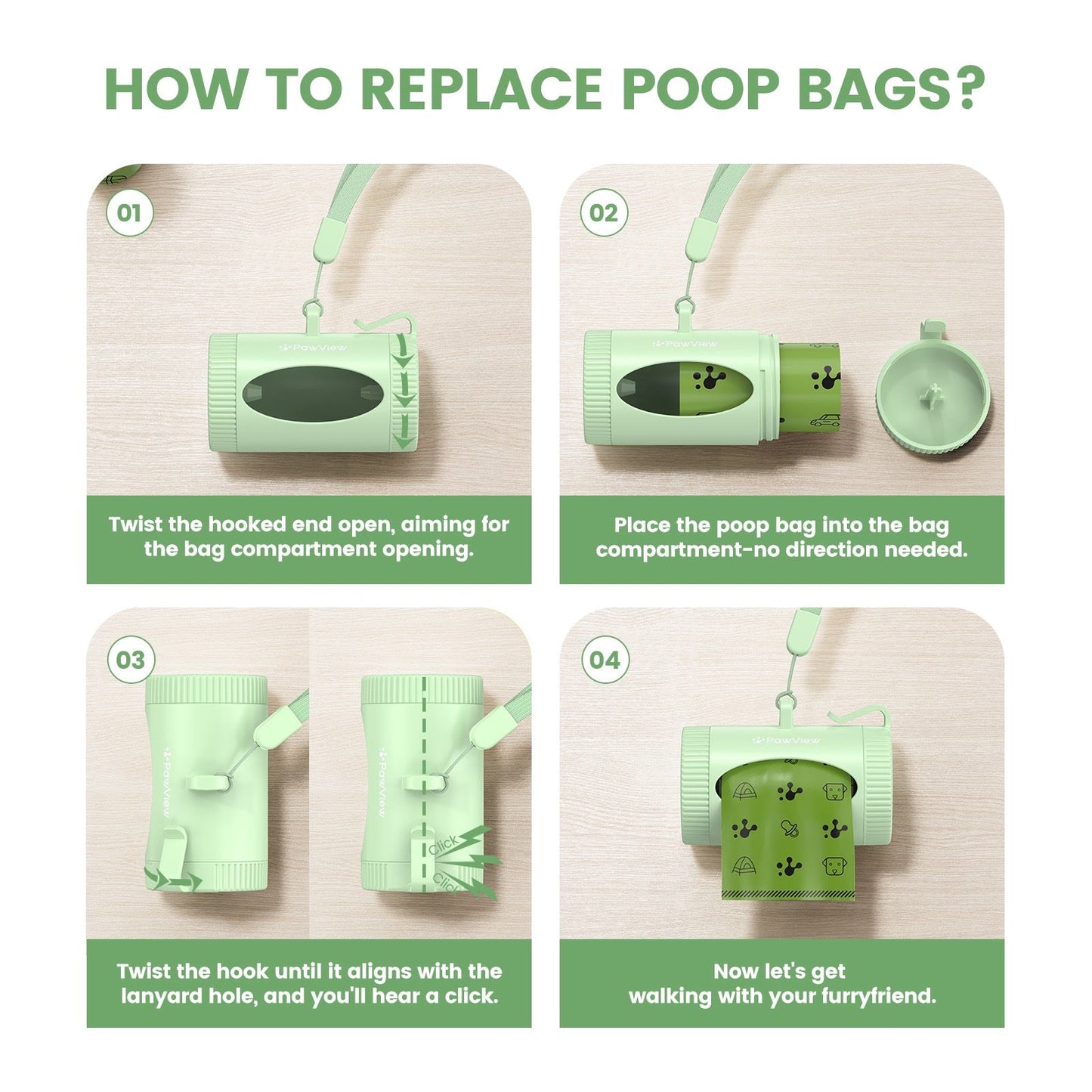 PawView Smart Poop Bag Dispenser with 15 Bags