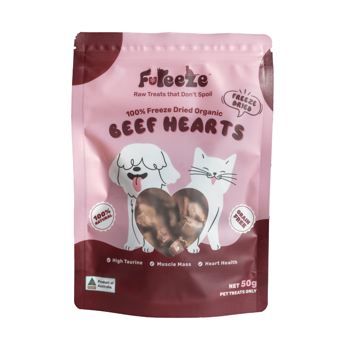 Freeze Dried Organic Beef Hearts 50g