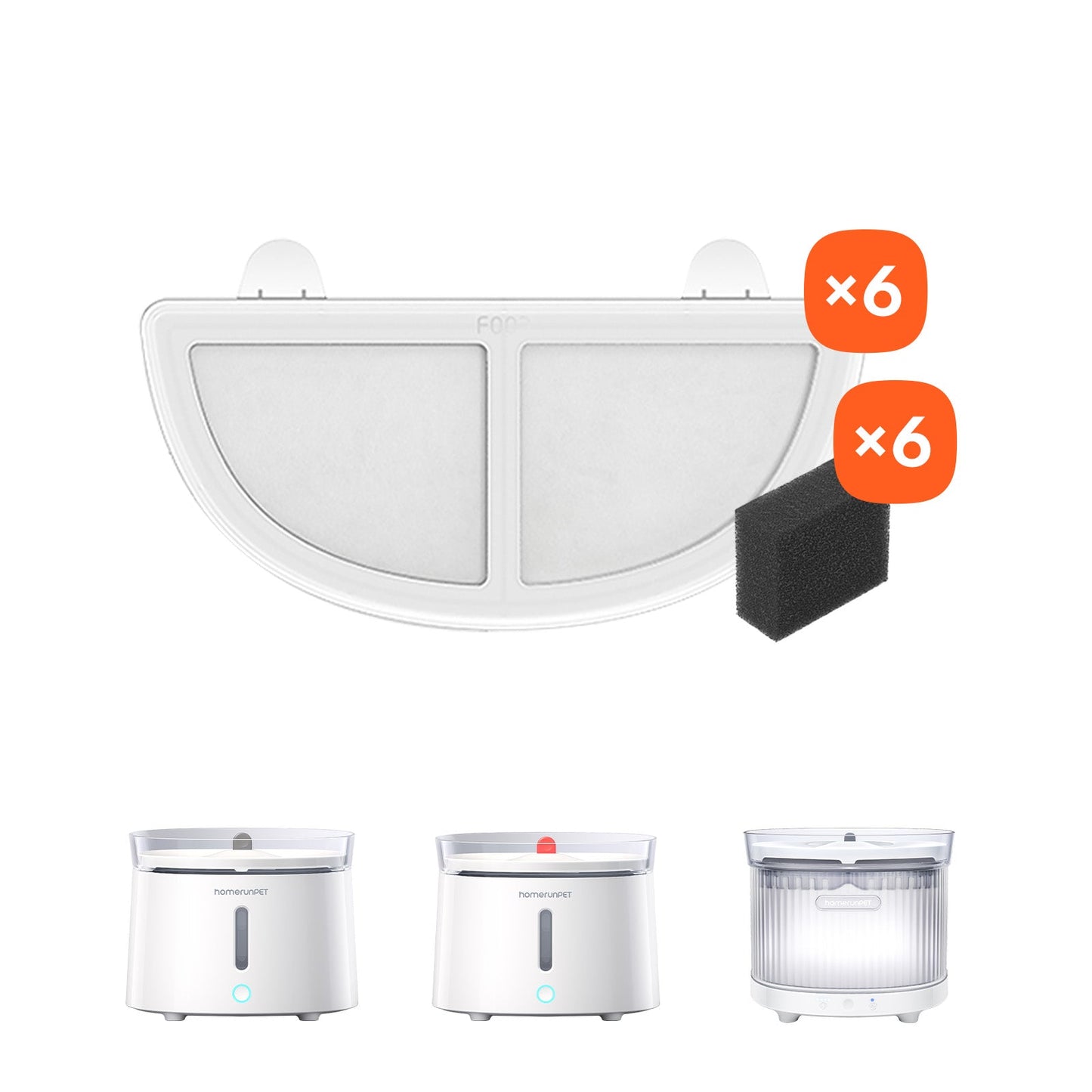 6 Filters + Sponges Bundle For Pet Fountain