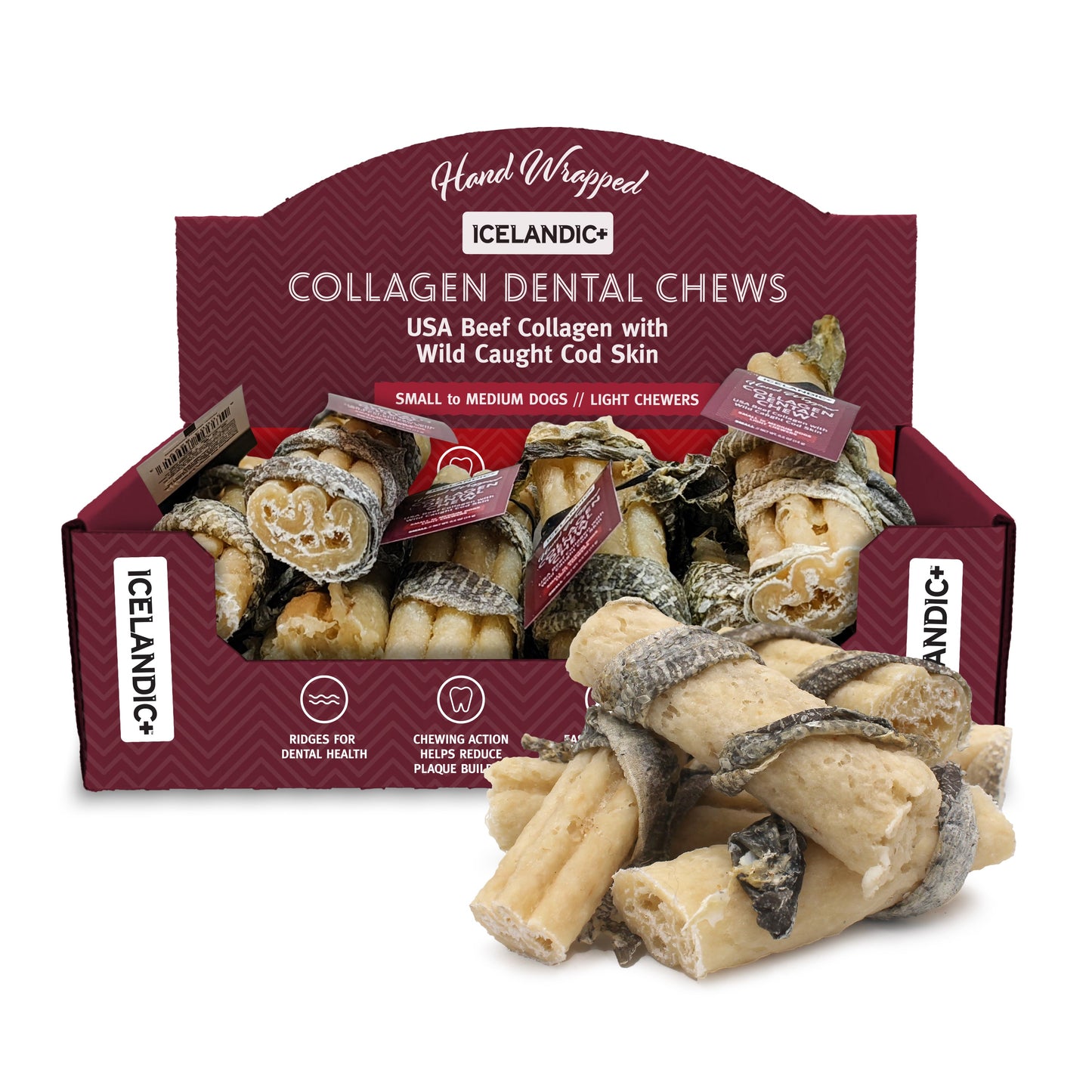 Beef Collagen Dental Chew Wrapped With Cod Skin 4"