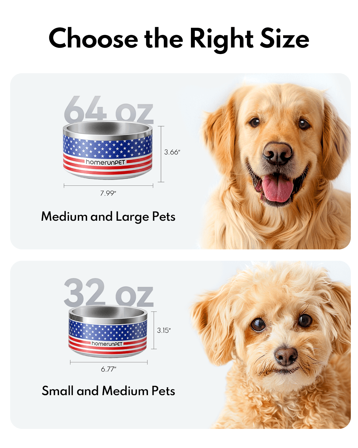 HomerunPET Dog Food Water Insulated Stainless Steel Bowl