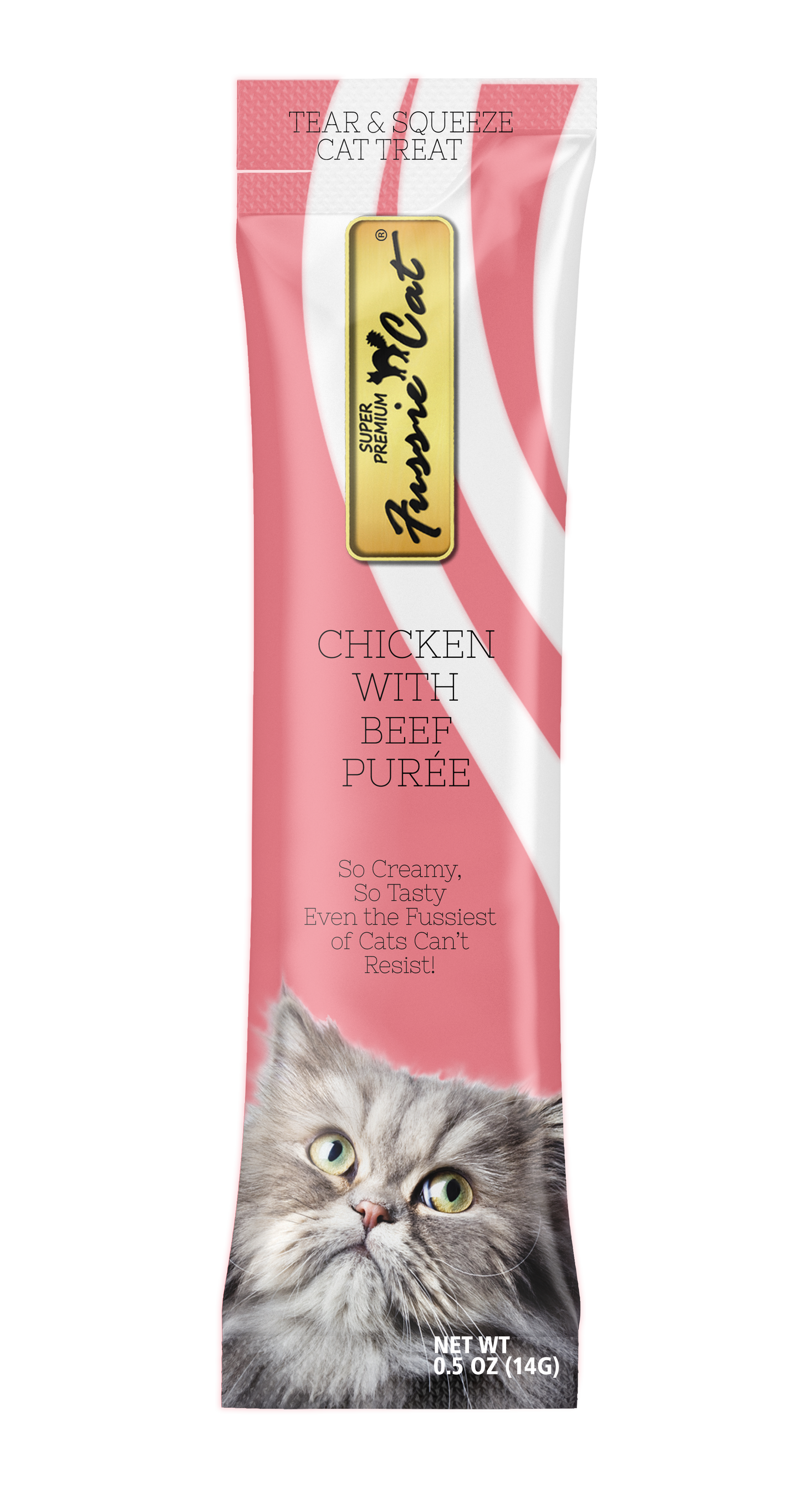 Fussie Cat Chicken With Beef Purée 0.5-oz, 4-Pack, Cat Treat