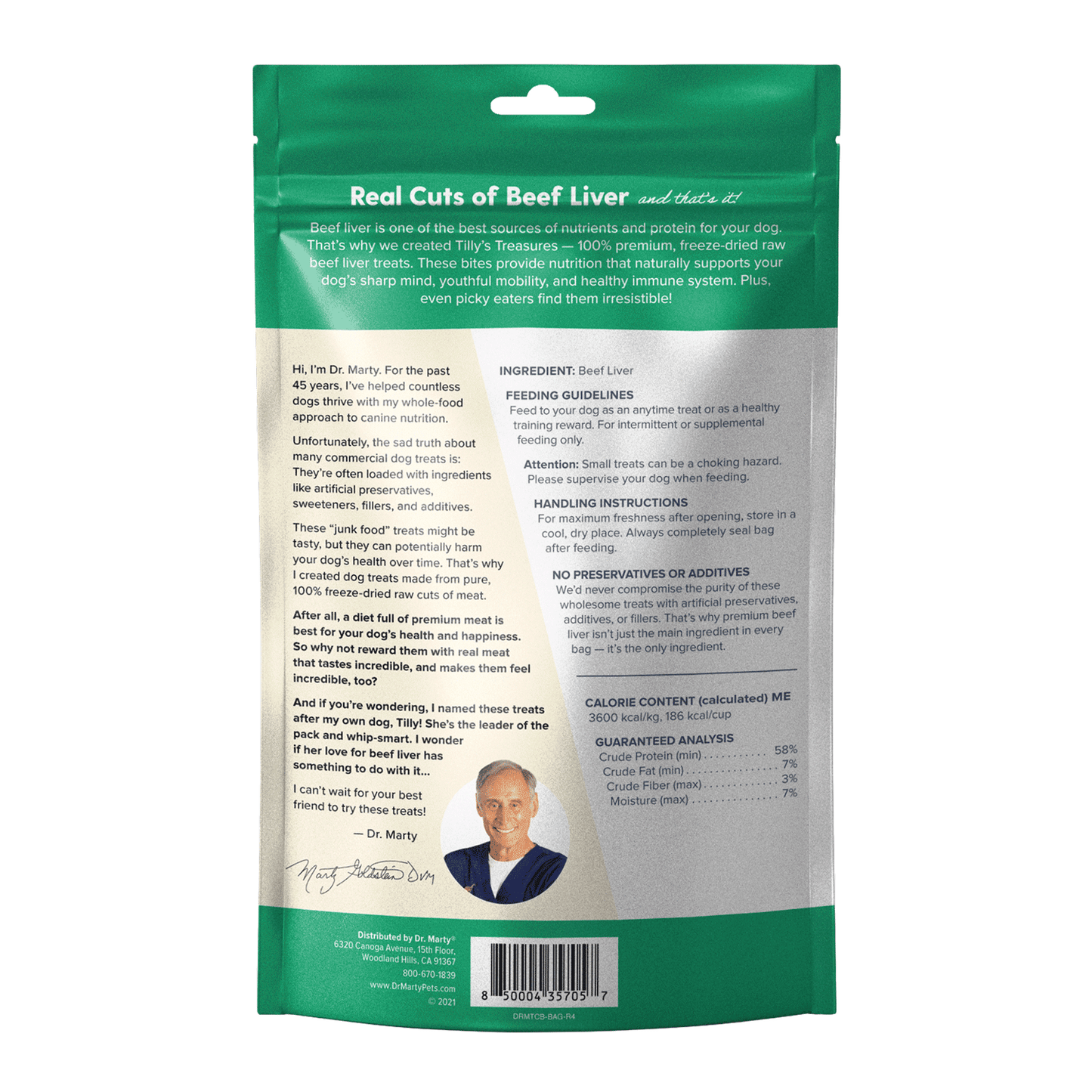 DR. MARTY Tilly’s Treasures Freeze Dried Raw Beef Liver Dog Treats