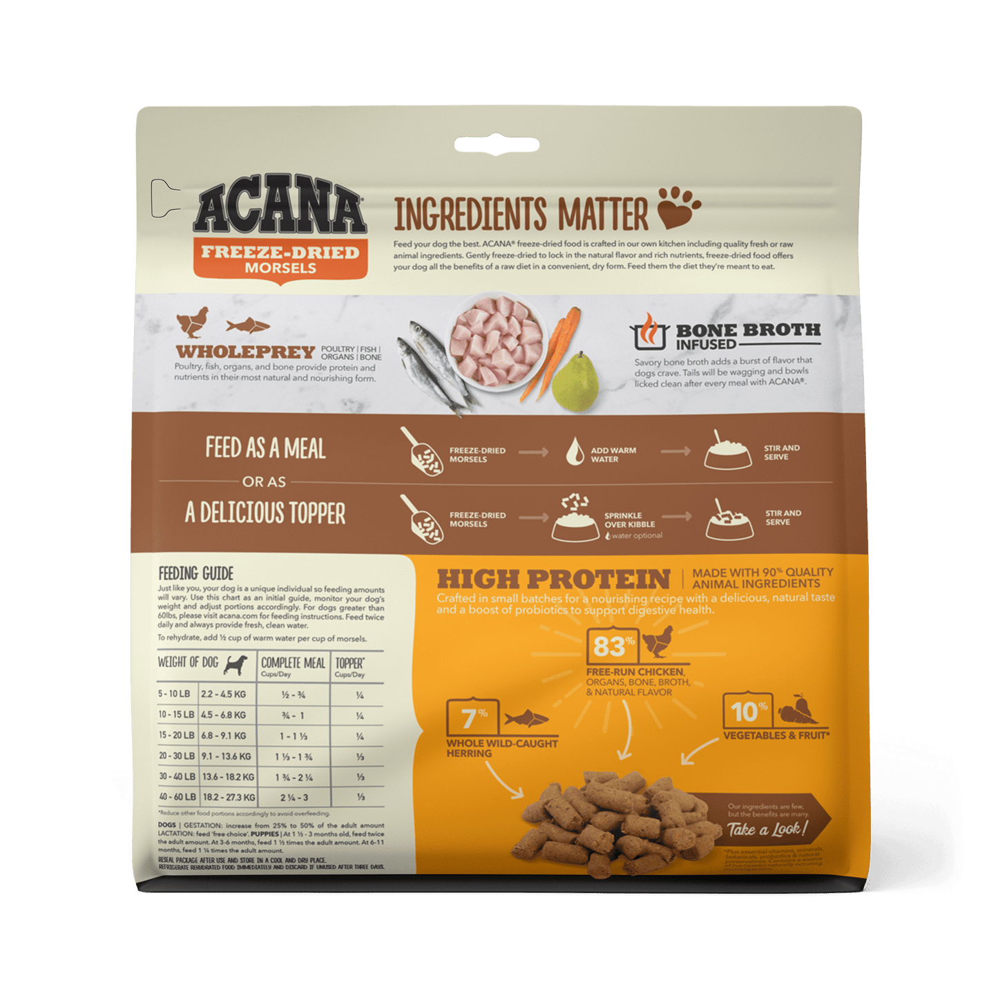 Acana Freeze-Dried Food Free-Run Chicken Recipe Morsels for Dogs