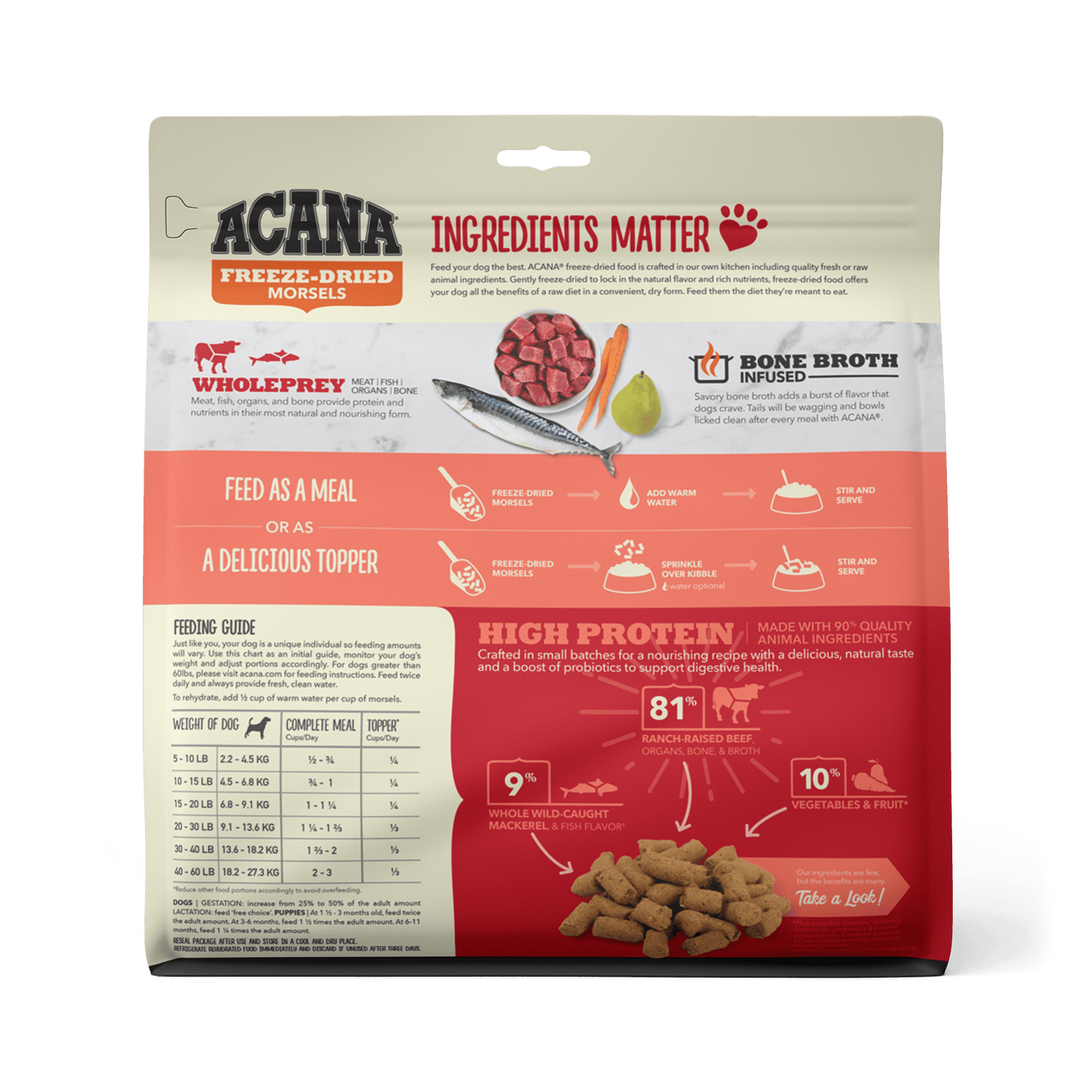 Acana Freeze-Dried Food Ranch-Raised Beef Recipe Morsels for Dogs