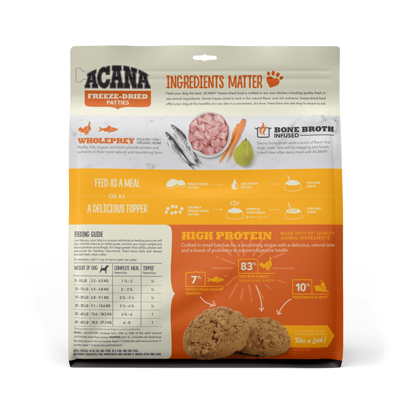 Acana Freeze-Dried Food Free-Run Turkey Recipe Patties for Dogs