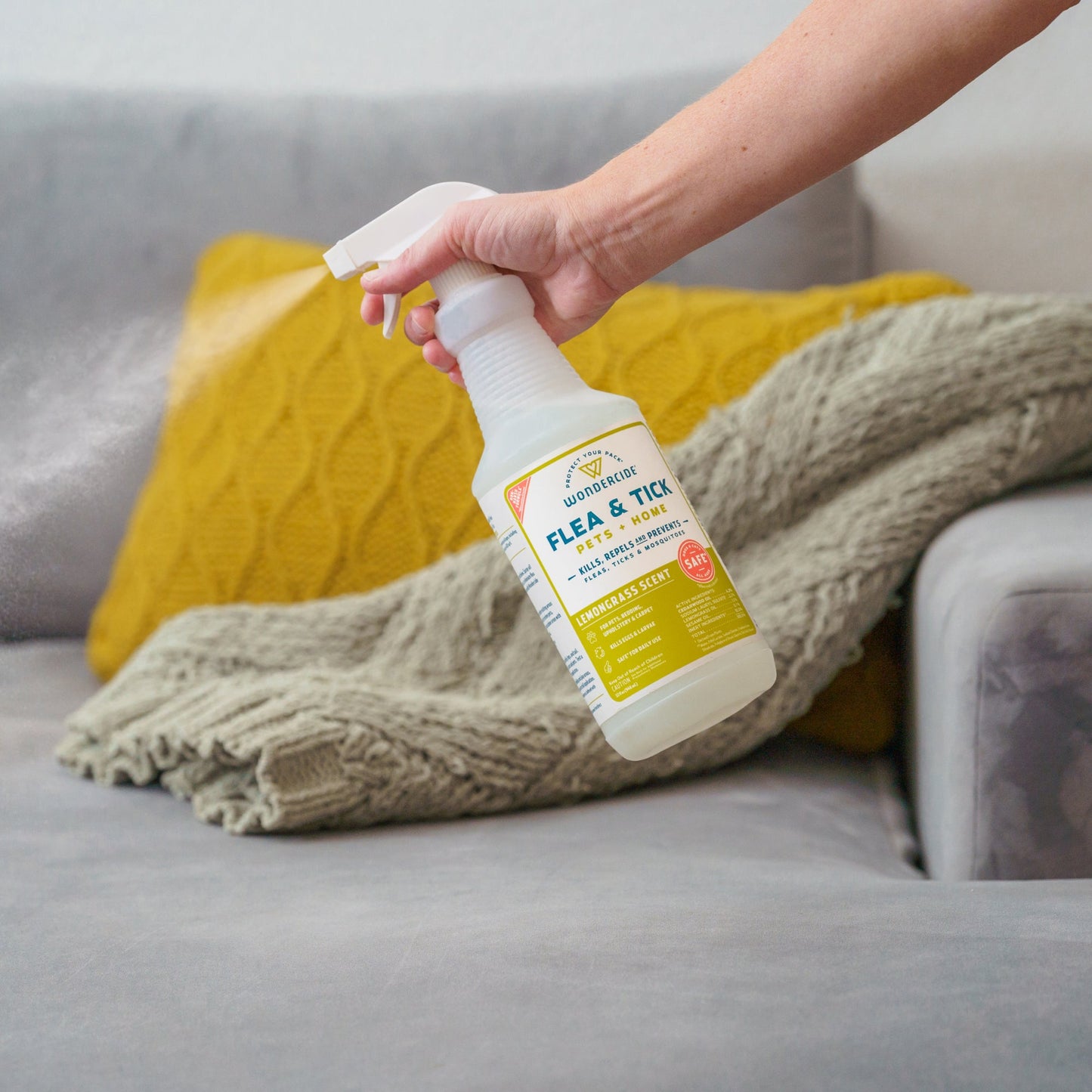 Wondercide Lemongrass Flea & Tick Spray for Pets + Home with Natural Essential Oils