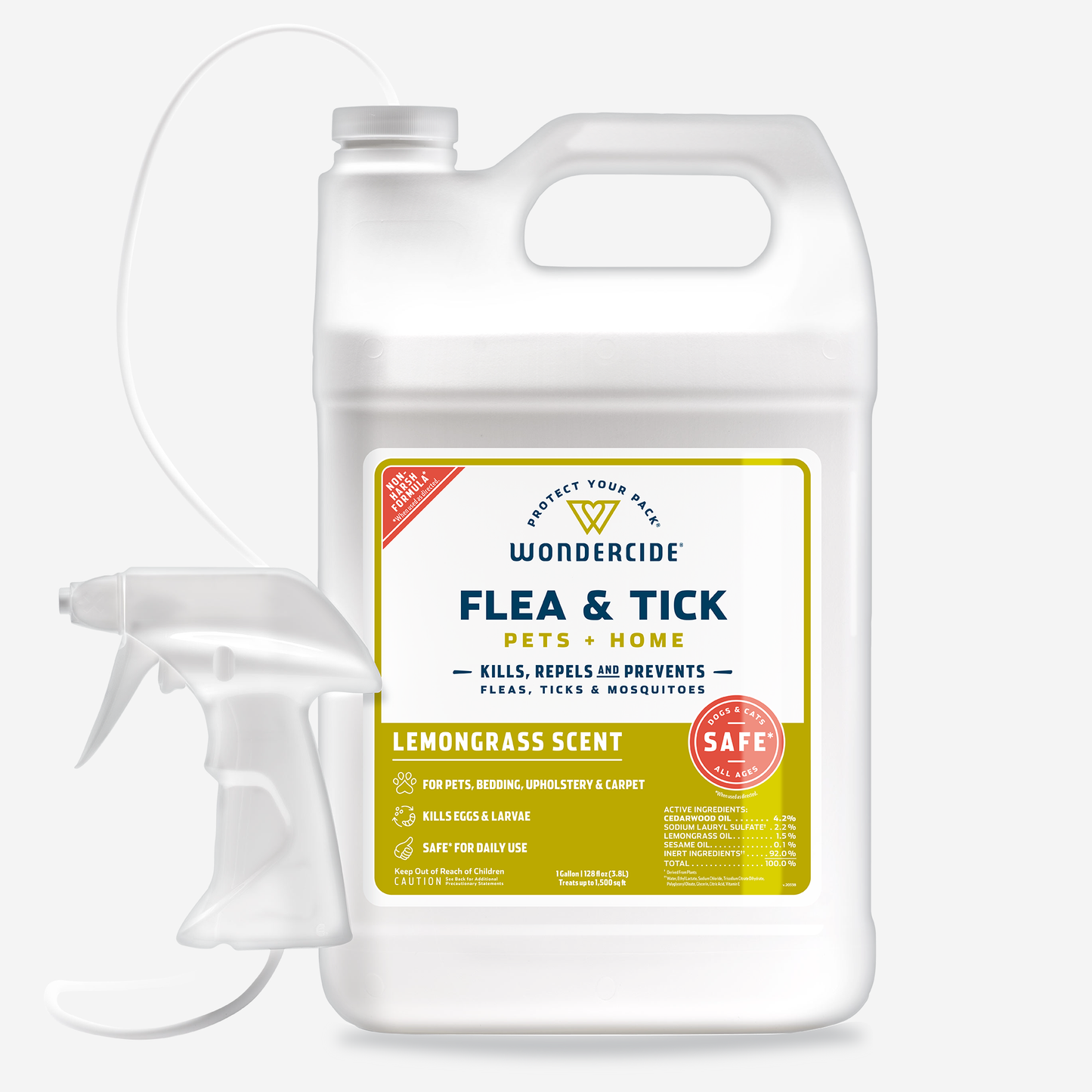 Wondercide 128 oz. Lemongrass Flea & Tick Spray for Pets + Home with Natural Essential Oils