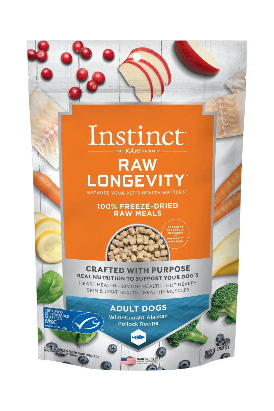 Instinct Raw Longevity Adult Freeze-Dried Pollock Bites, Dog Food