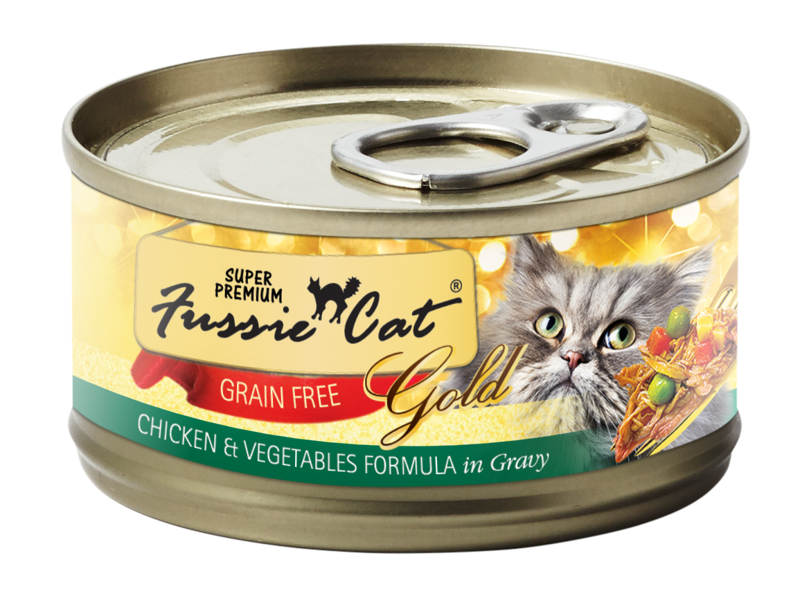 Fussie Cat Gold Chicken, Vegetables & Gravy Wet Cat Food, Case of 24