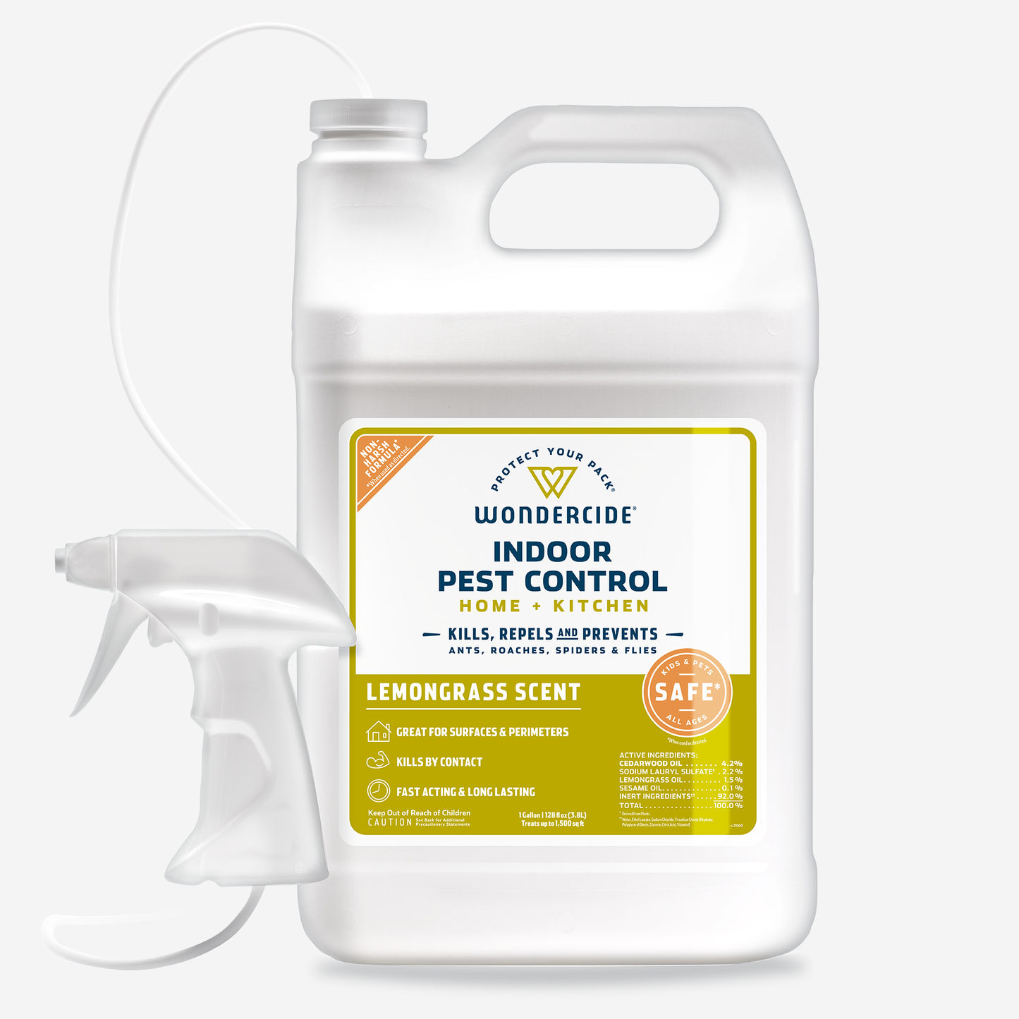 Wondercide 128 oz. Lemongrass Indoor Pest Control for Home + Kitchen with Natural Essential Oils