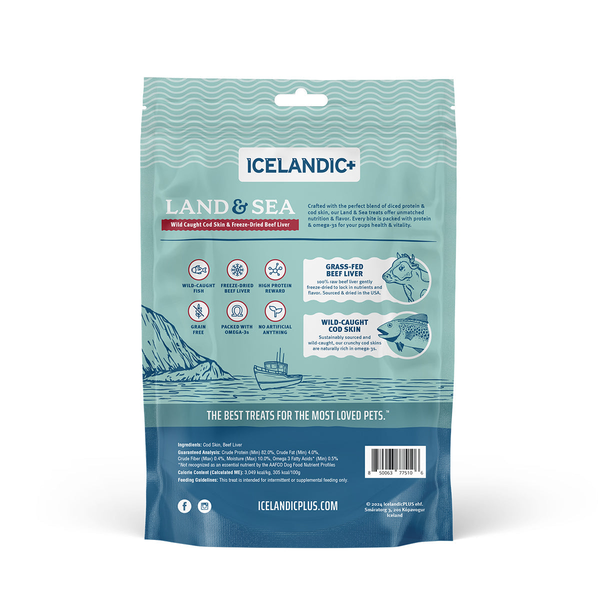 Land & Sea Cod Skin & Freeze-Dried Beef Liver Treats for Dogs