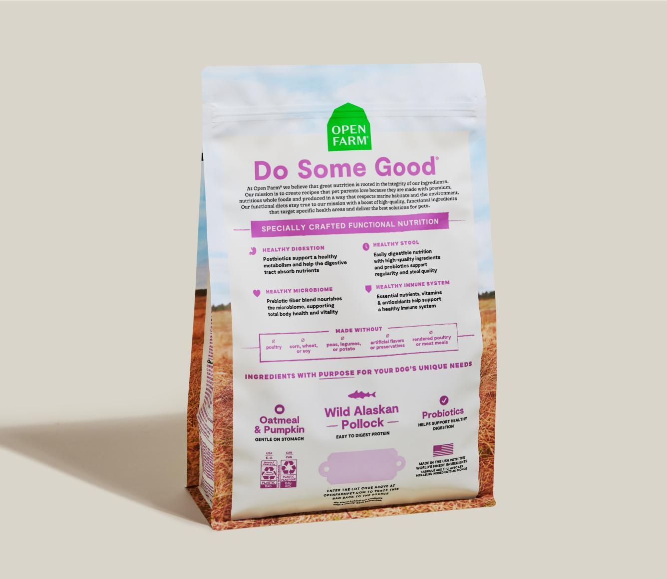 Open Farm Pollock & Oatmeal Digestive Health Dog Kibble