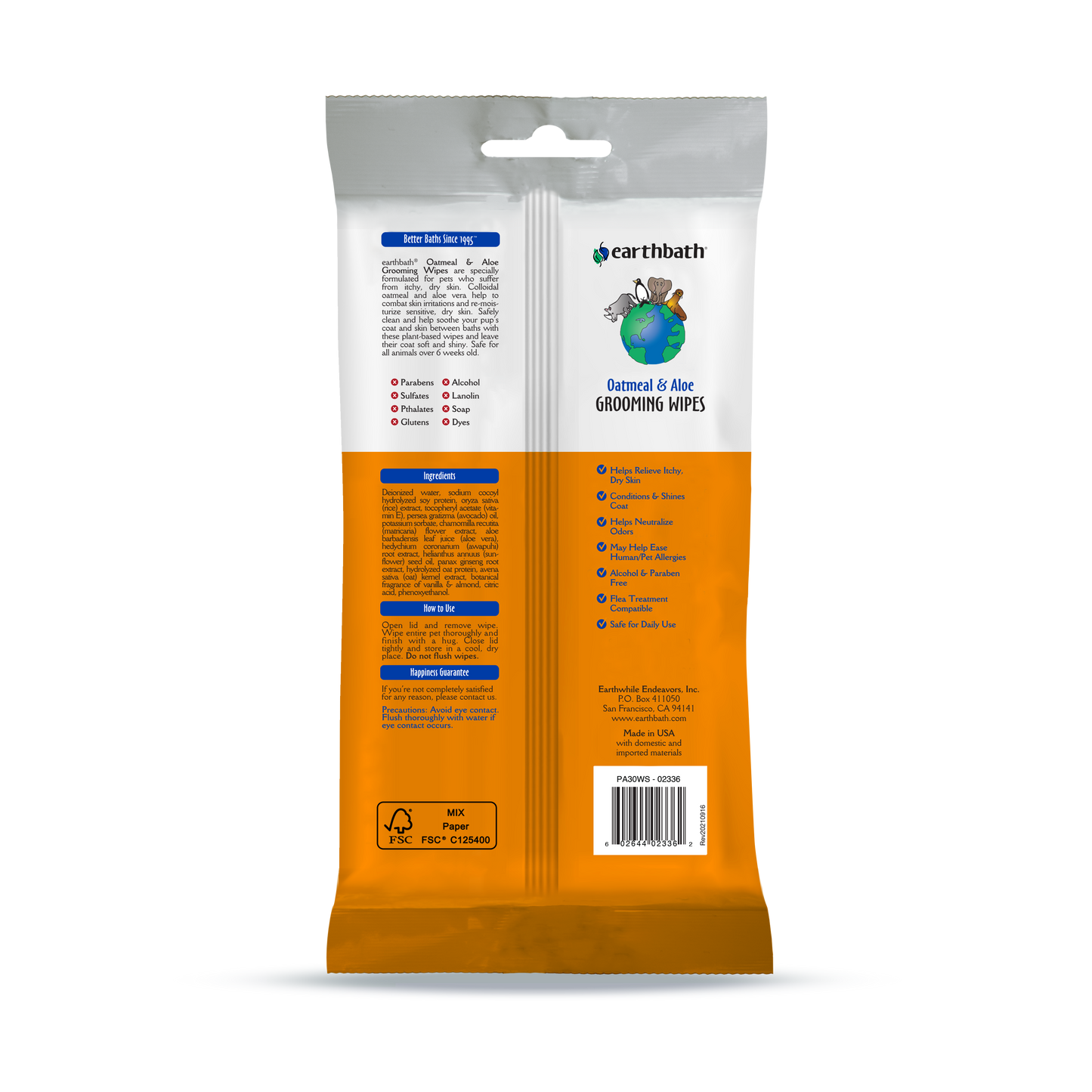 Grooming Wipes - Oatmeal & Aloe, 30 ct
