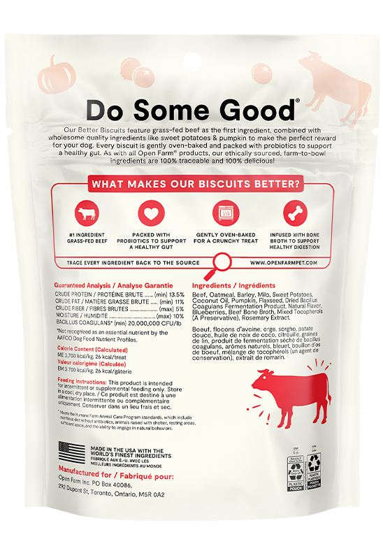 Open Farm Better Biscuits Grass-Fed Beef & Oatmeal Recipe
