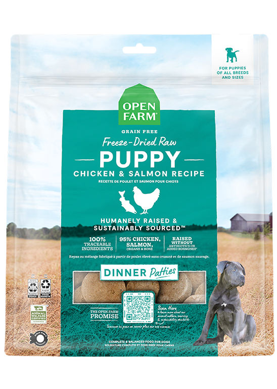 Open Farm Chicken & Salmon Freeze Dried Raw Patties for Puppies