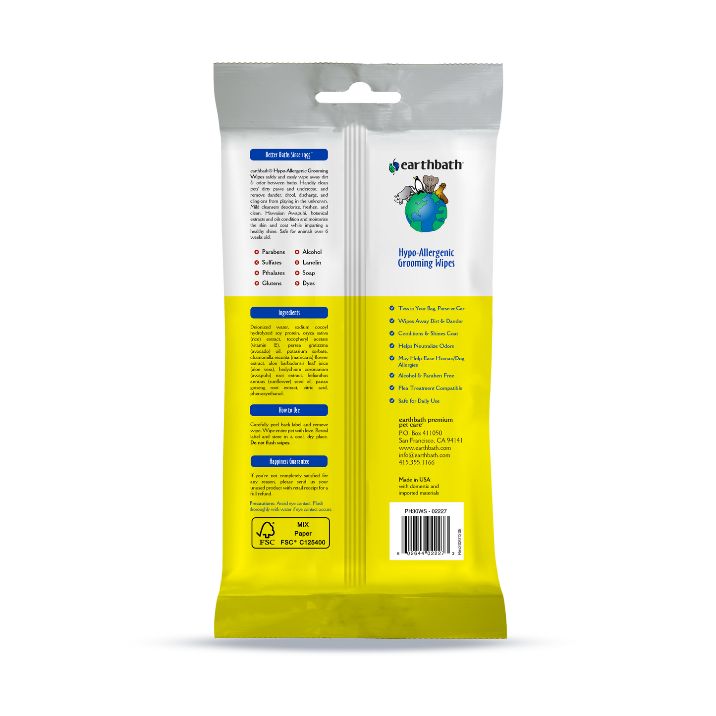 Hypoallergenic Grooming Wipes, 30 ct