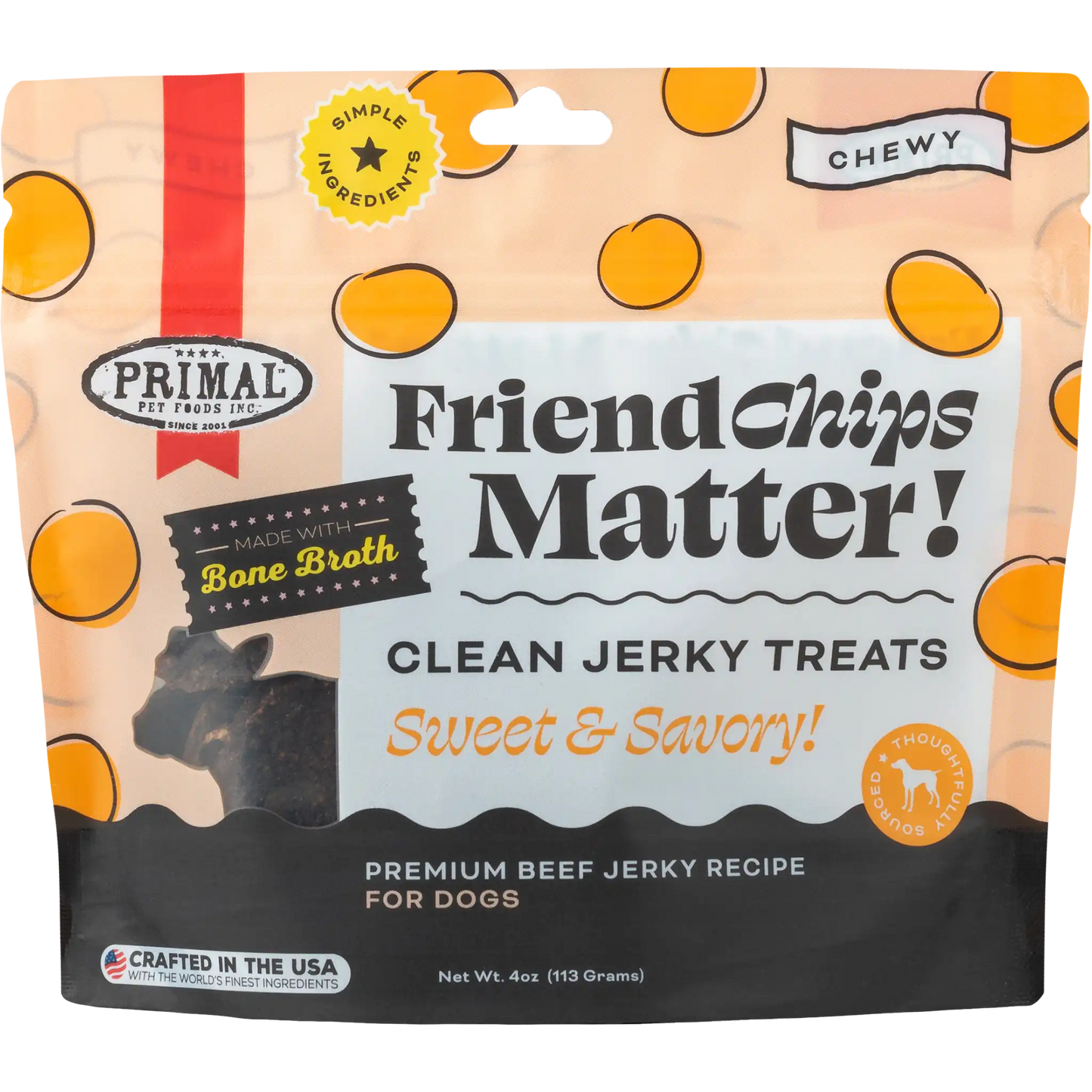Primal FriendChips Matter Jerky Treats for Dogs - Beef Recipe