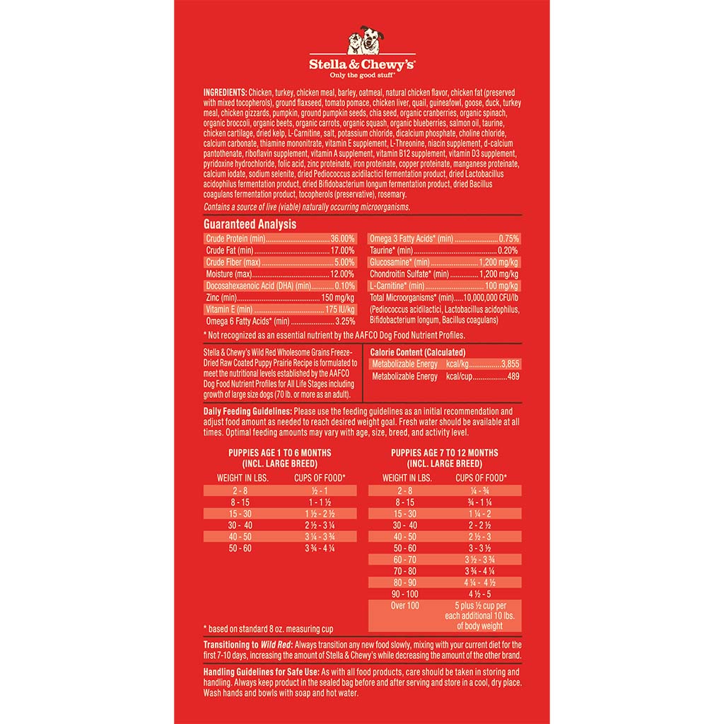 Wild Red Raw Coated Wholesome Grains Puppy Prairie Recipe