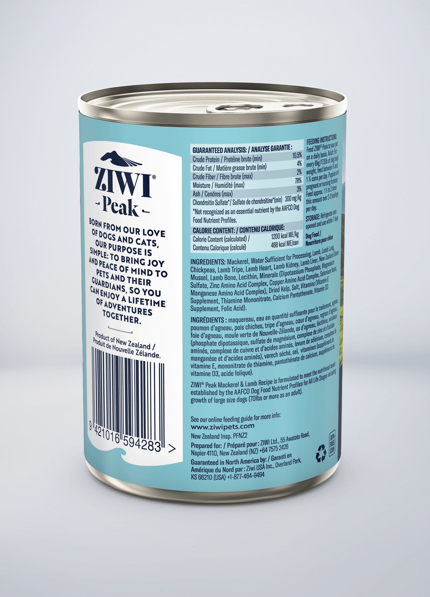 Ziwi Original Canned Wet Mackerel & Lamb Recipe for dogs