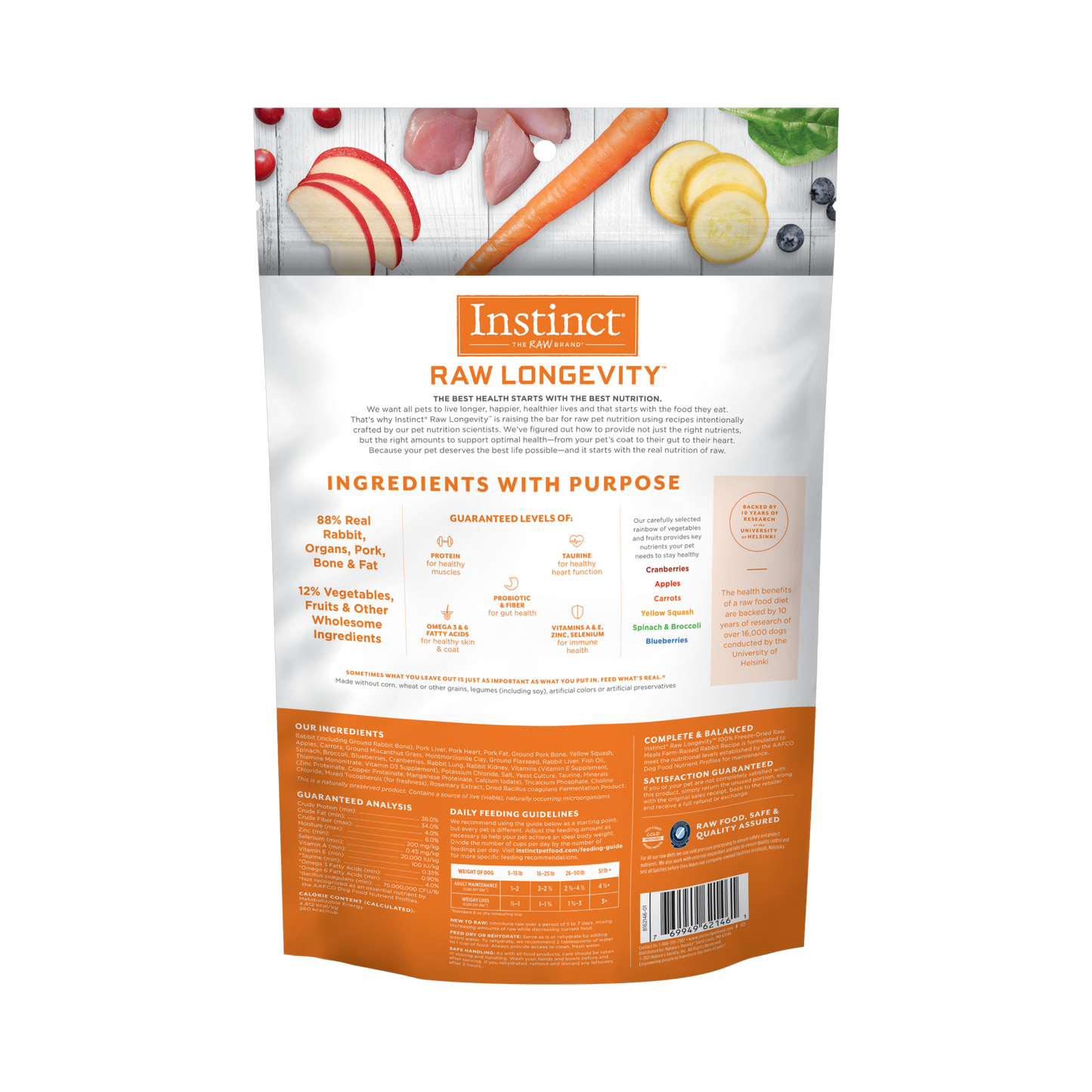 Instinct Raw Longevity Adult Freeze-Dried Rabbit Bites Dog Food, 9.5-oz Bag