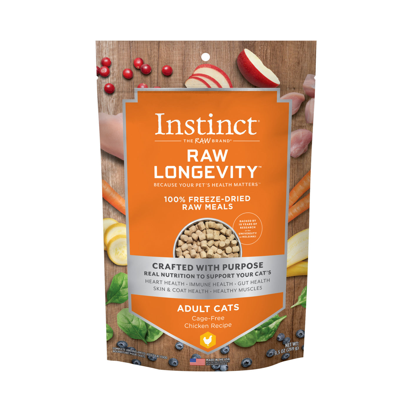 Instinct Raw Longevity 100% Freeze-Dried Raw Chicken Cat Food, 9.5-oz Bag