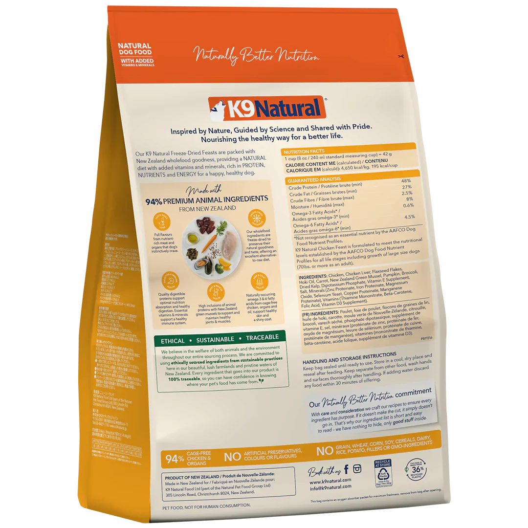 K9 Chicken Feast Freeze-Dried Dog Food