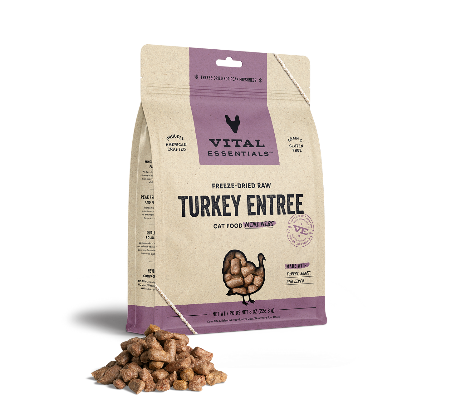 Vital Essentials Turkey Entree Mini Nibs Freeze-Dried Raw Cat Food
