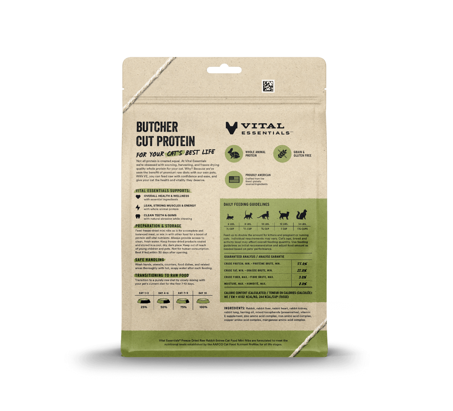 Vital Essentials Rabbit Entree Mini Nibs Freeze-Dried Raw Cat Food