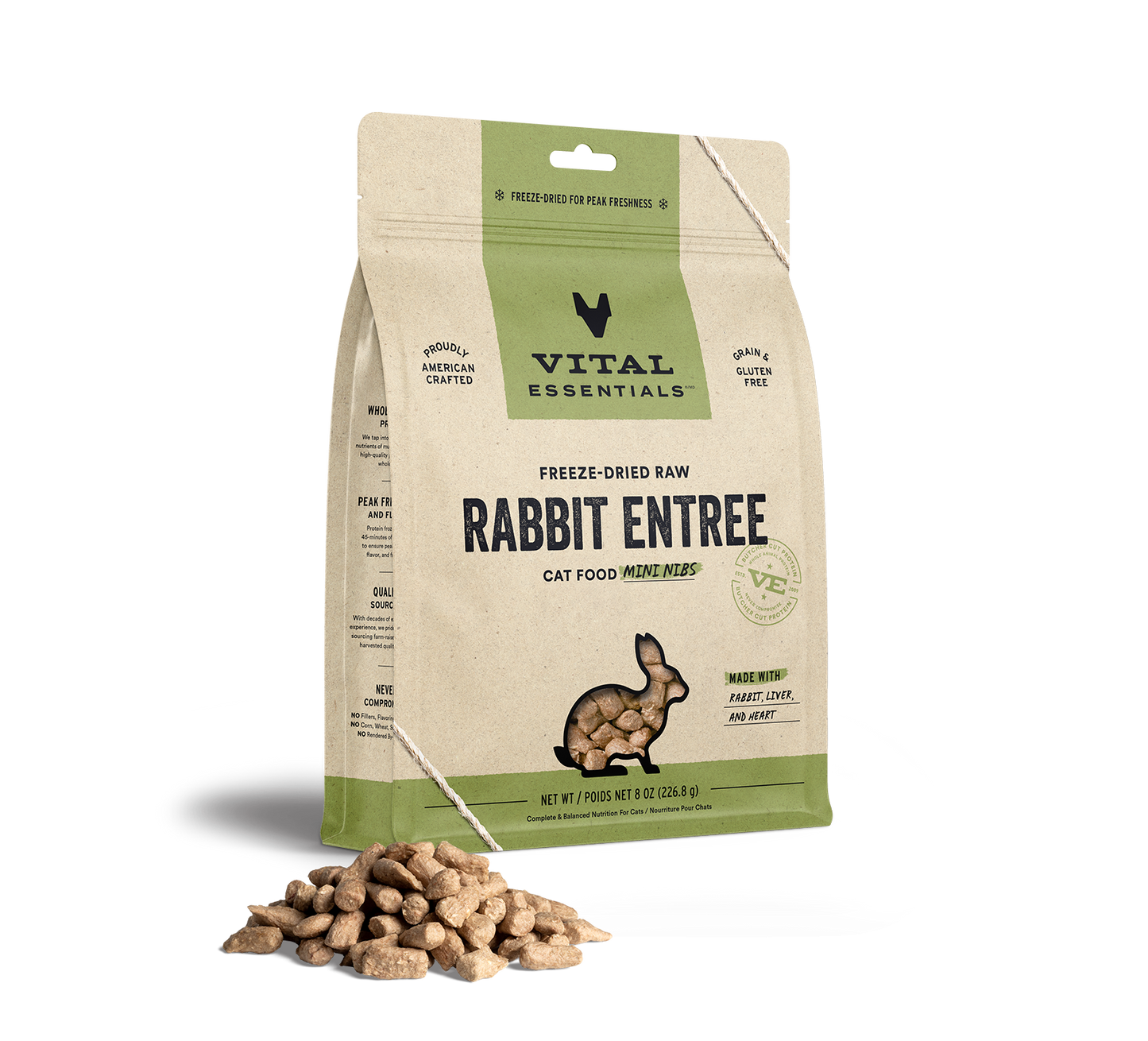 Vital Essentials Rabbit Entree Mini Nibs Freeze-Dried Raw Cat Food