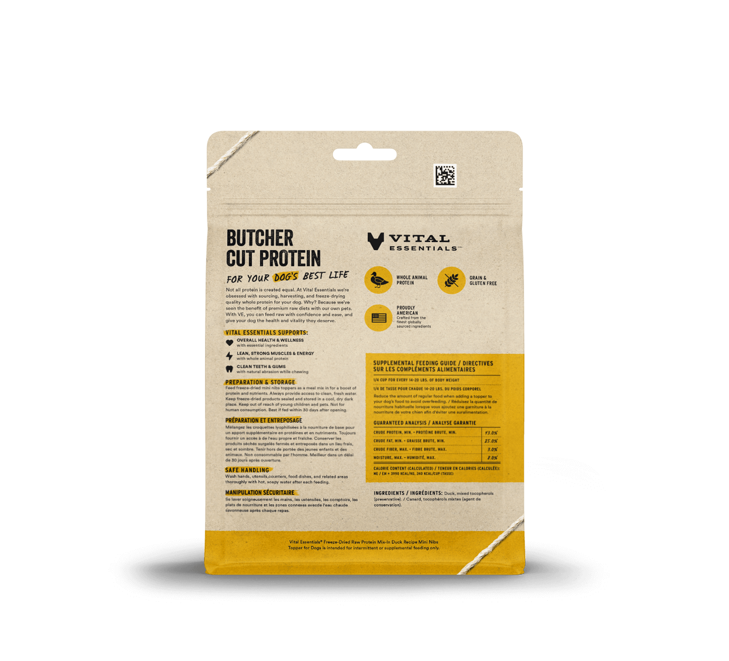 Vital Essentials Duck Recipe Freeze-Dried Raw Protein Mix-In Mini Nibs Topper For Dogs