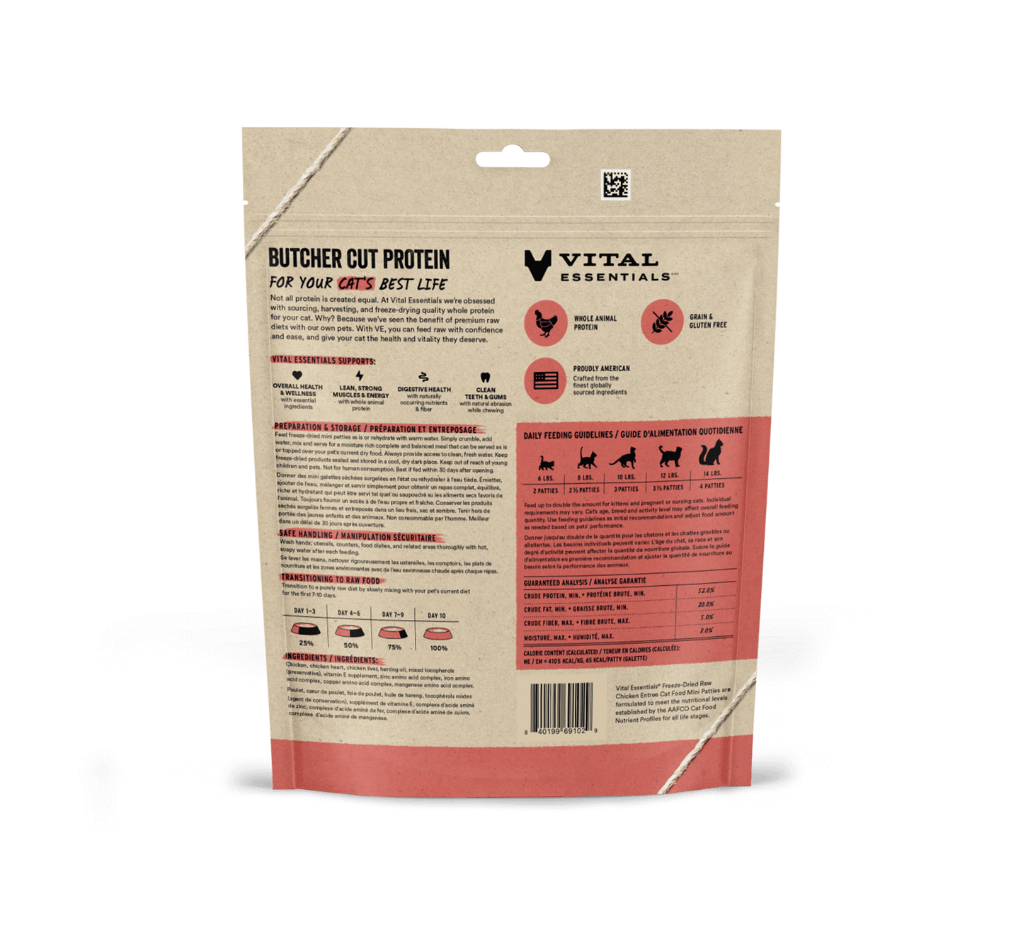 Vital Essentials Chicken Entree Mini Patties Freeze-Dried Raw Cat Food