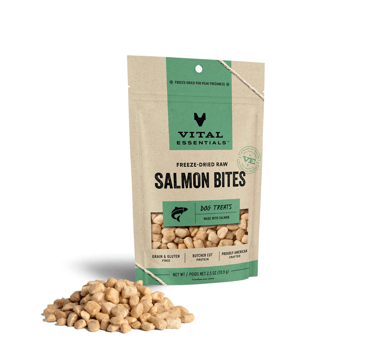 Vital Essentials Freeze-Dried Alaskan Salmon Bites Dog Treats