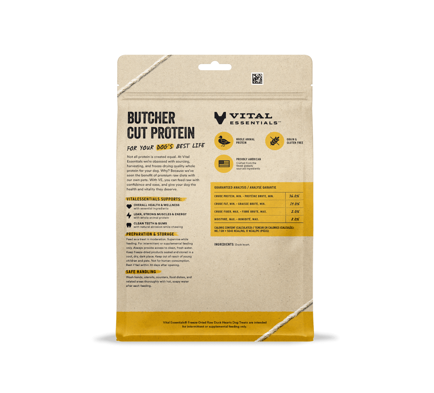 Vital Essentials Freeze-Dried Duck Hearts Dog Treats