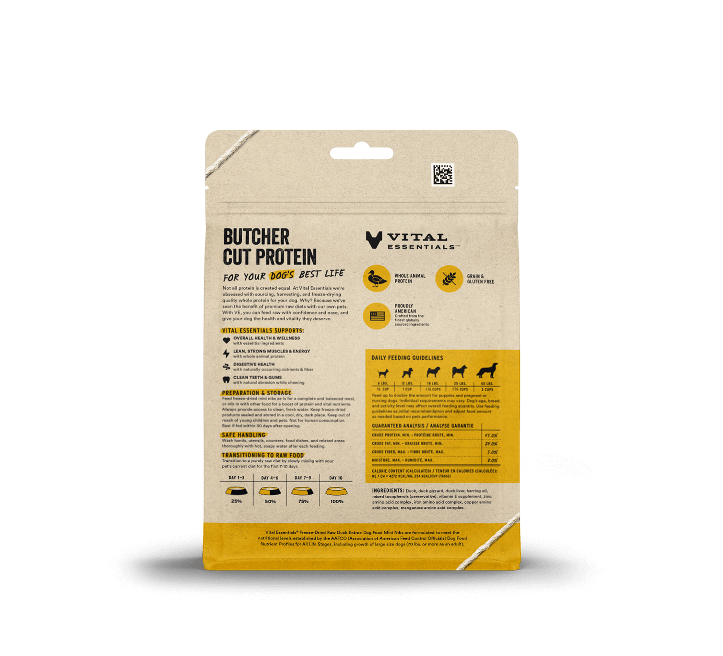 Vital Essentials Duck Entree Mini Nibs Freeze-Dried Raw Dog Food