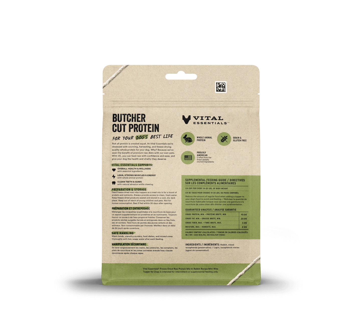 Vital Essentials Rabbit Recipe Freeze-Dried Raw Protein Mix-In Mini Nibs Topper For Dogs