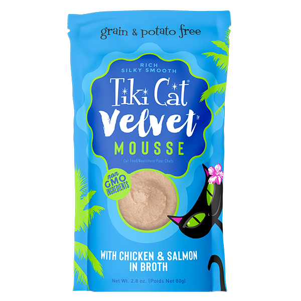 Tiki Cat Velvet Mousse, Chicken And Salmon In Broth Recipe 2.8-oz Pouch, Wet Cat Food