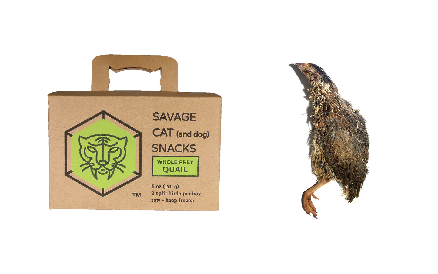 Savage Cat Whole Prey Quail, Frozen Raw Pet Chew