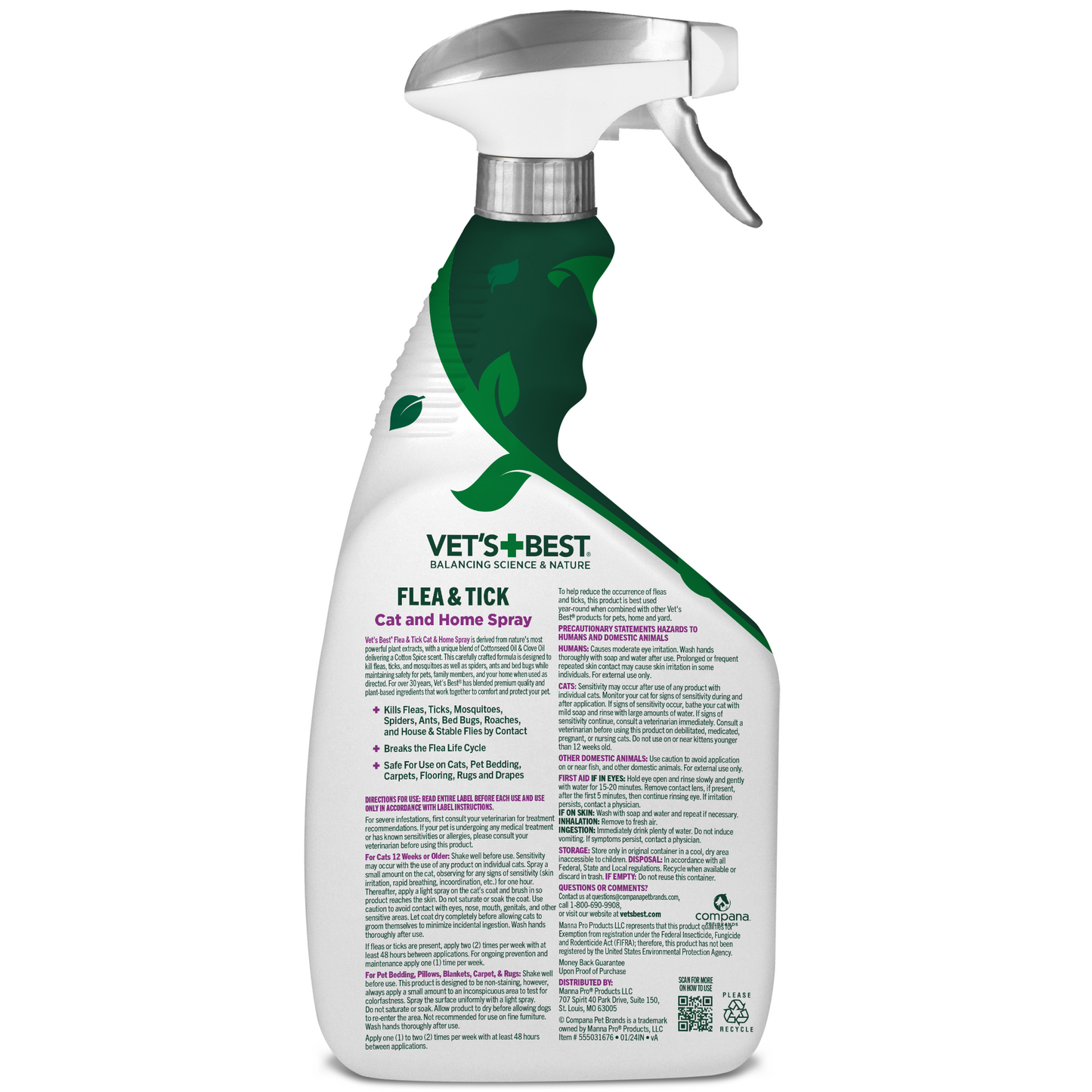 Flea and Tick Cat & Home Spray â€?Cotton Spice Scent, 32 oz.