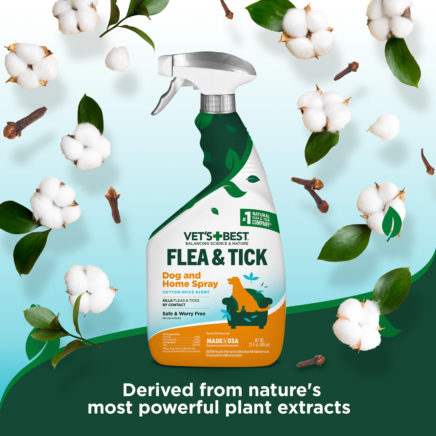 Flea and Tick Home Spray for Dogs â€?Cotton Spice Scent, 32 oz.